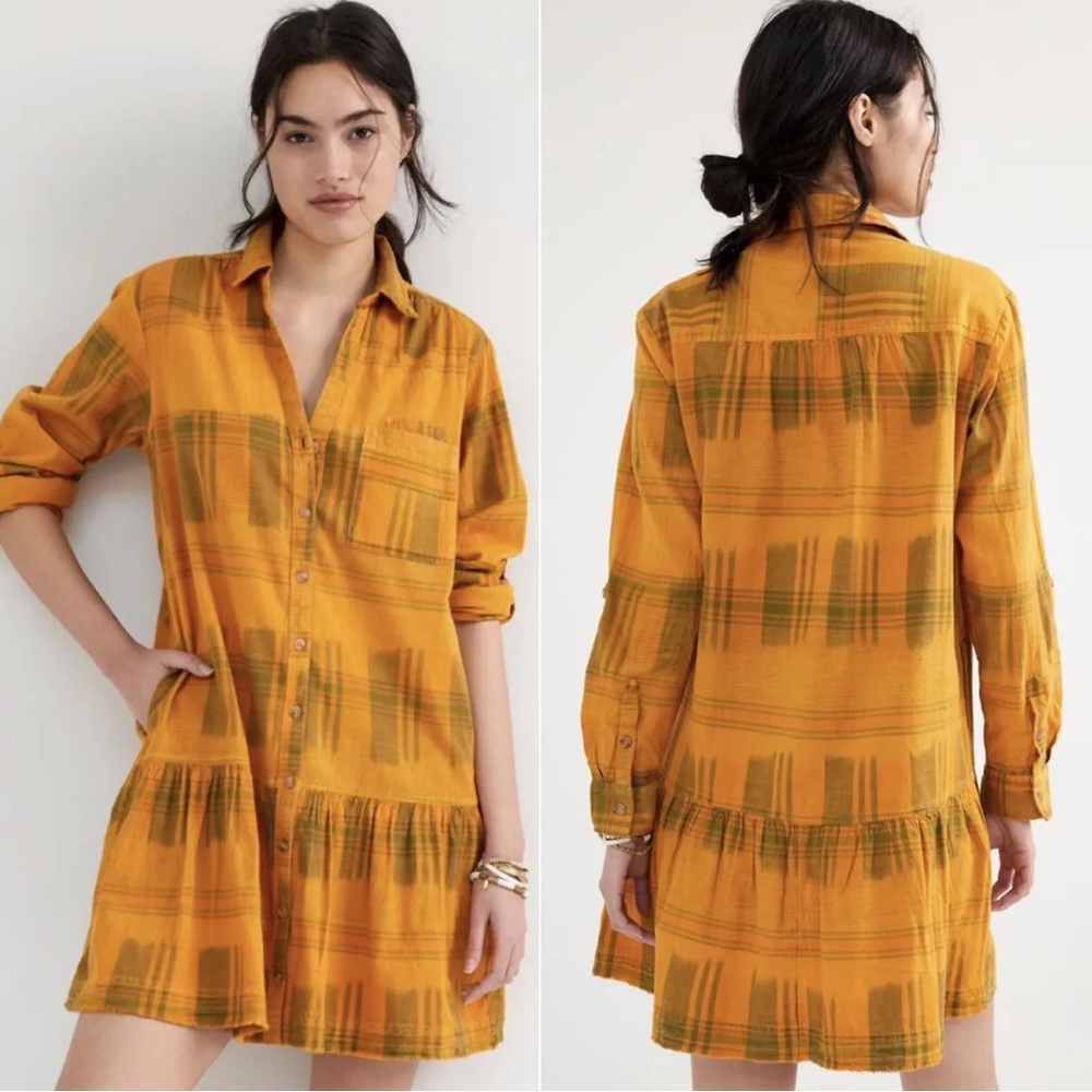 Anthropologie Yellow Plaid Mini Dress